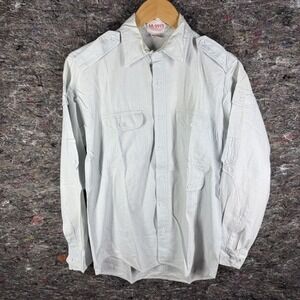 Graffiti Shirt Mens Small Light Gray Utility Military Pockets‎ Button Up Cotton